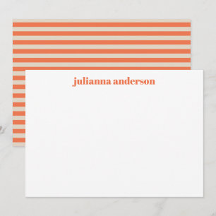Carte De Correspondance Été moderne Orange rayé Nom personnalisé