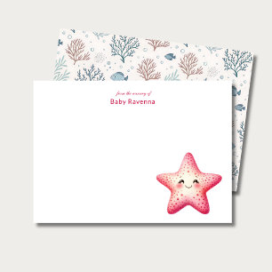 Carte De Correspondance Étoile de mer heureuse sous l'eau avec nom personn