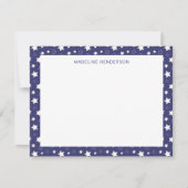 Carte De Correspondance Étoiles blanches Whimsical Monogramme bleu foncé (Devant)