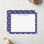 Carte De Correspondance Étoiles blanches Whimsical Monogramme bleu foncé (Devant/Arrière en situation)