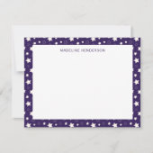 Carte De Correspondance Étoiles blanches Whimsical Monogramme violet foncé (Devant)