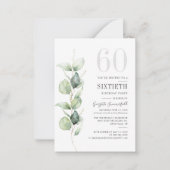 Carte De Correspondance Eucalyptus 60th Birthday Greenery Invite (Devant)