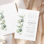 Carte De Correspondance Eucalyptus 60th Birthday Greenery Invite<br><div class="desc">Il pourrait s'agir d'une fête surprise ou d'une autre décennie spéciale. Cette invitation à la fête de 60e anniversaire avec un design vert d'eucalyptus avec une typographie populaire moderne peut être facilement édité pour convenir à toute fête d'anniversaire ou d'anniversaire. Vous pouvez modifier le libellé, les détails de l'anniversaire et...</div>