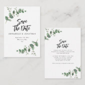 Carte De Correspondance Eucalyptus élégant mariage moderne enregistrer la  (Devant / Derrière)
