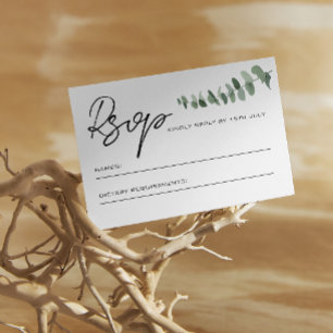 Carte De Correspondance Eucalyptus Feuille QR Code Mariage RSVP