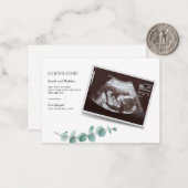 Carte De Correspondance Eucalyptus Grossesse bébé révélation (Devant/Arrière en situation)