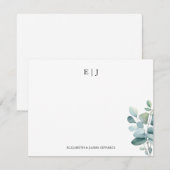 Carte De Correspondance Eucalyptus Monogramme Couple Initiales Personnalis (Devant / Derrière)