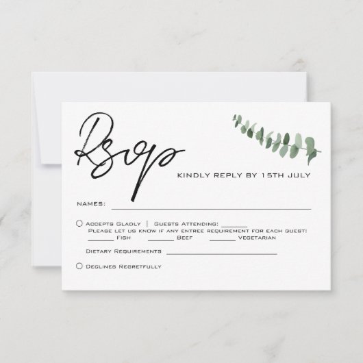 Carte De Correspondance Eucalyptus QR Code Mariage RSVP (Devant)