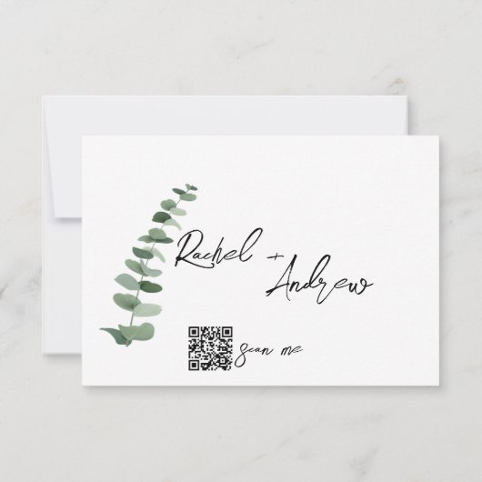 Carte De Correspondance Eucalyptus QR Code Mariage RSVP (Dos)
