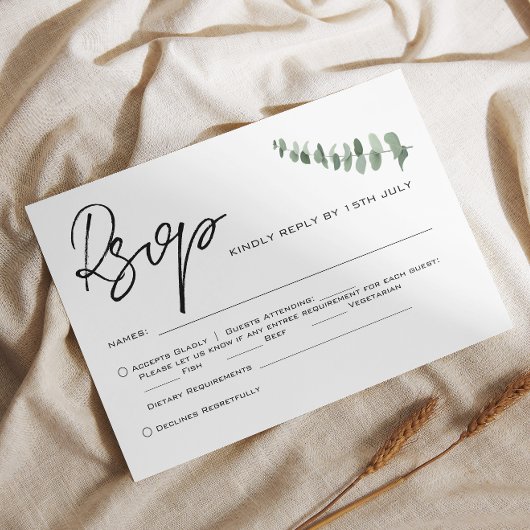 Carte De Correspondance Eucalyptus QR Code Mariage RSVP