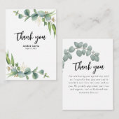Carte De Correspondance Eucalyptus Rustic Greenery Mariage Merci (Devant / Derrière)