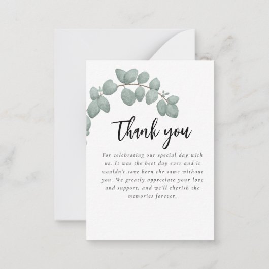Carte De Correspondance Eucalyptus Rustic Greenery Mariage Merci (Dos)