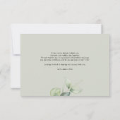 Carte De Correspondance Eucalyptus Script Green Foliage Mariage Merci (Dos)