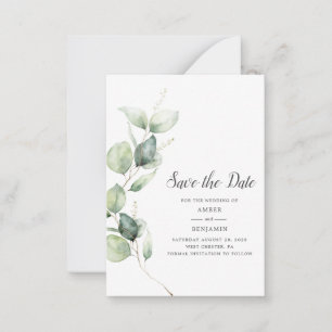 Carte De Correspondance Eucalyptus Verdure Script Mariage Enregistrer la d