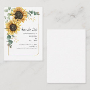 Carte De Correspondance Eucalyptus Verdure Tournesol Mariage Enregistrer l