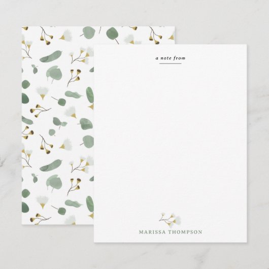 Carte De Correspondance Eucalyptus Vert Argent Dollar Gum Blossoms (Devant / Derrière)