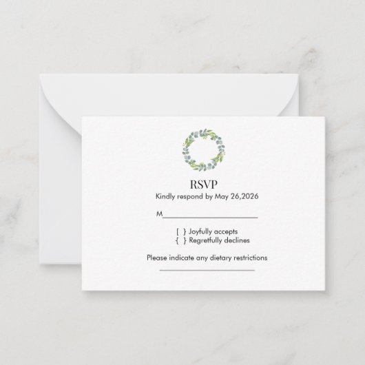 Carte De Correspondance Eucalyptus Wreath Wedding RSVP  (Devant)