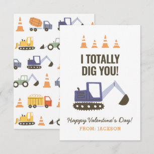 Carte De Correspondance Excavatrice de construction pour la Saint-Valentin