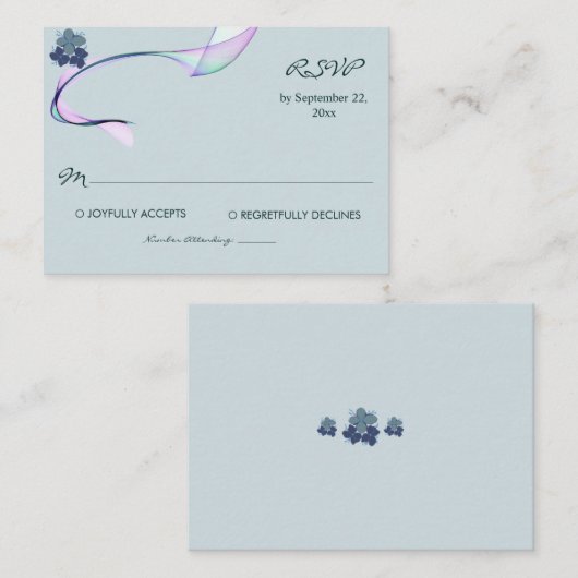 Carte De Correspondance Exemple classique violet vert RSVP (Devant / Derrière)