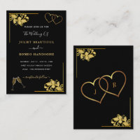 Exemple de carton d'invitation de mariage en or no