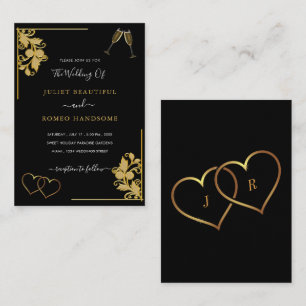 Carte De Correspondance Exemple de carton d'invitation de mariage noir et