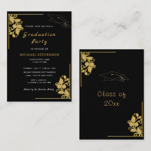 Carte De Correspondance Exemple d'invitation de remise de diplômes en noir