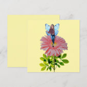 Carte De Correspondance Fairy on Pink Daisy Note Card (Devant / Derrière)