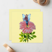 Carte De Correspondance Fairy on Pink Daisy Note Card (Devant/Arrière en situation)