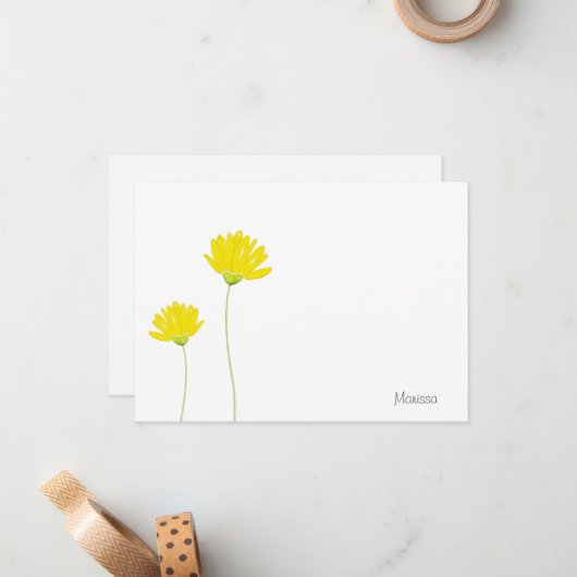 Carte De Correspondance Faisceaux d'aquarelle jaune (Devant/Arrière en situation)