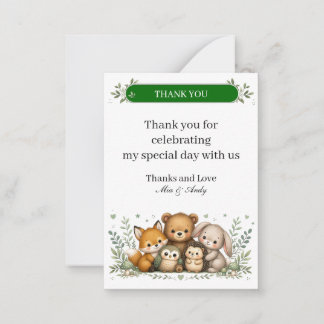 Carte De Correspondance Famille d'animaux de forêt mignons Merci