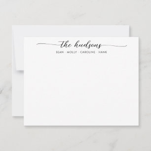 Carte De Correspondance Famille moderne Couples Nom Black Chic Script Poli