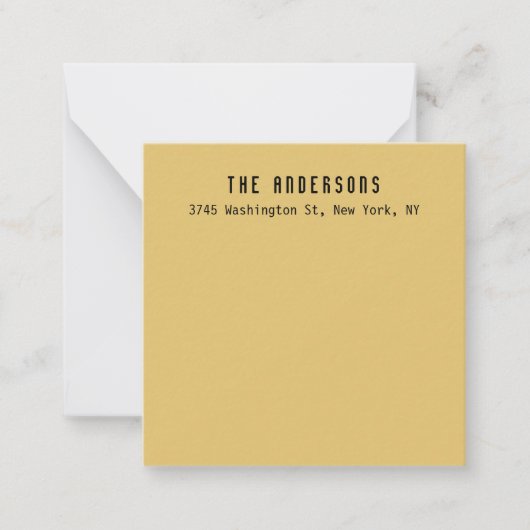 Carte De Correspondance Family Name Modern Plain Professional Brass Yellow (Devant)