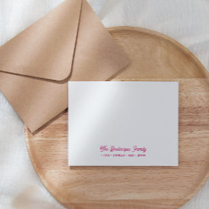 Carte De Correspondance FAMILY NOTECARDS Stationery Cursive Names Magenta