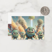 Carte De Correspondance Farting Invading Aliens (Devant/Arrière en situation)