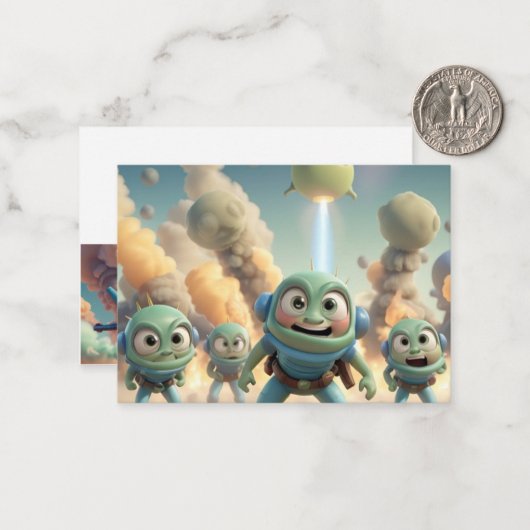 Carte De Correspondance Farting Invading Aliens (Devant/Arrière en situation)