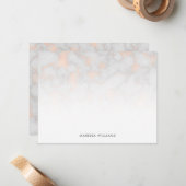 Carte De Correspondance Faux Marbre et Rose Or Texture Monogramme (Devant/Arrière en situation)