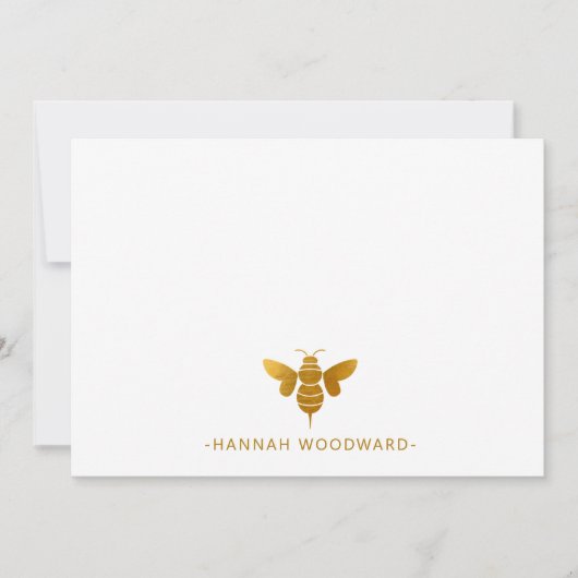 Carte De Correspondance Faux Metallic Gold Bee Personalized (Devant)