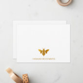 Carte De Correspondance Faux Metallic Gold Bee Personalized (Devant/Arrière en situation)