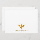 Carte De Correspondance Faux Metallic Gold Bee Personalized (Devant / Derrière)