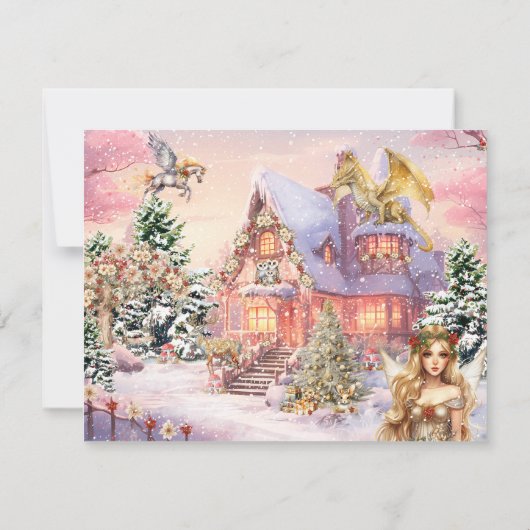 Carte De Correspondance Fée de Noël Magique et Fantaisiste (Dos)