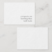 Carte De Correspondance Félicitations De Quitter Ce Trou D'Enfer (Devant / Derrière)