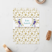Carte De Correspondance Félicitations Douche ou Mariage Gold Purple (Devant/Arrière en situation)
