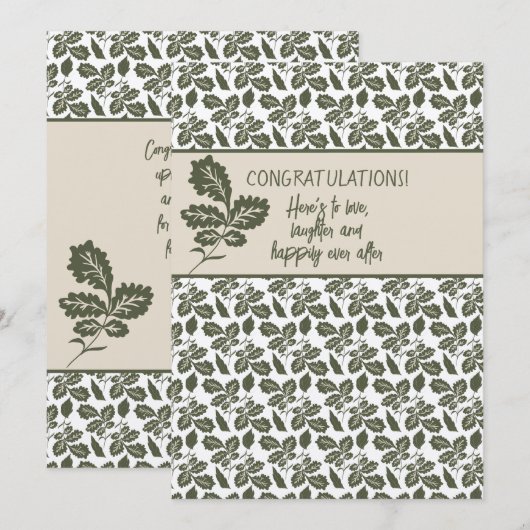 Carte De Correspondance Félicitations Douche ou Mariage Olive Green (Devant / Derrière)