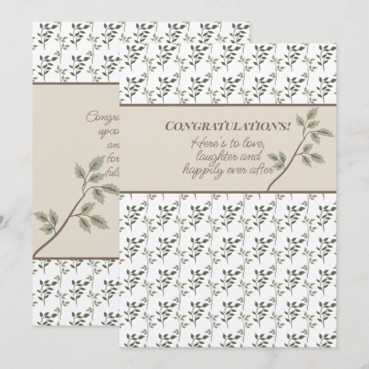 Carte De Correspondance Félicitations Douche ou Mariage Olive Green (Devant / Derrière)