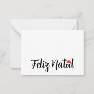 Carte De Correspondance Feliz Natal com a touca do Papai Noel