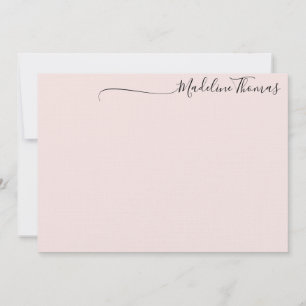 Carte De Correspondance Feminine moderne noir rose Script Nom de calligrap