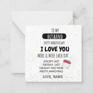 Carte De Correspondance Femme amusante au mari Message d'Humour à l'annive