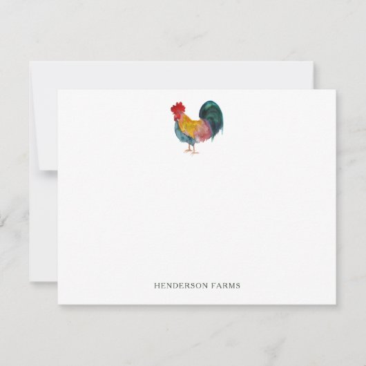 Carte De Correspondance Ferme à coq à l'aquarelle Cute (Devant)