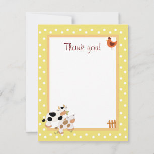 Carte De Correspondance Ferme Jaune Bébé Moo Vache Appartement Merci notes