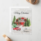 Carte De Correspondance Ferme rustique camion rouge calligraphie mignonne (Devant/Arrière en situation)